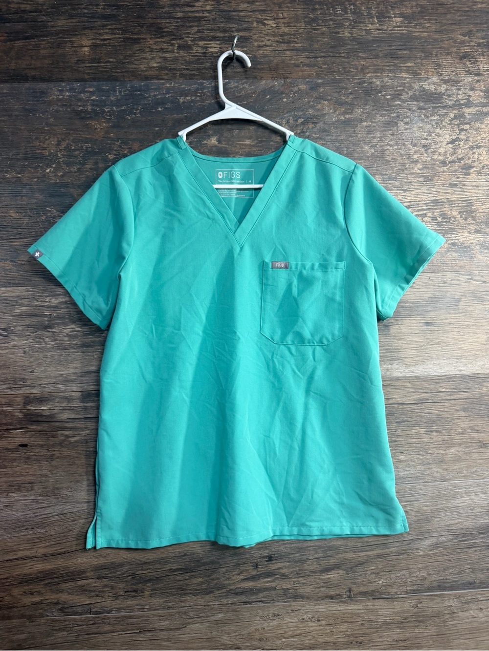 FIGS Women's Teal V-Neck Short Sleeve Scrub Top